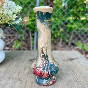 Vintage Nemadji Pottery Vase Multicolor Swirl